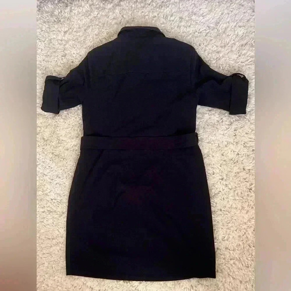 Michael Kors Belted Shirt Dress size Large Navy Blue - Picture 6 of 11